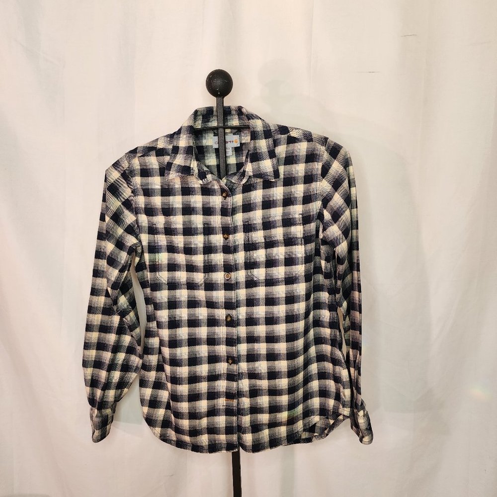 Carhartt Womens Rugged Flex Hamilton Plaid Button Up Flannel Shirt Size Small